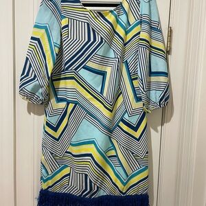 Pink Owl Long Sleeve Dress in Elegant Blue